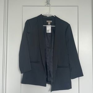 h&m blazer, slate gray, satin finish